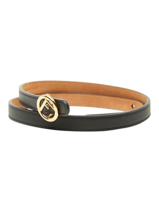 Fendi IS Logo Reversible Belt 75 30 Black Gold Leather main image 6